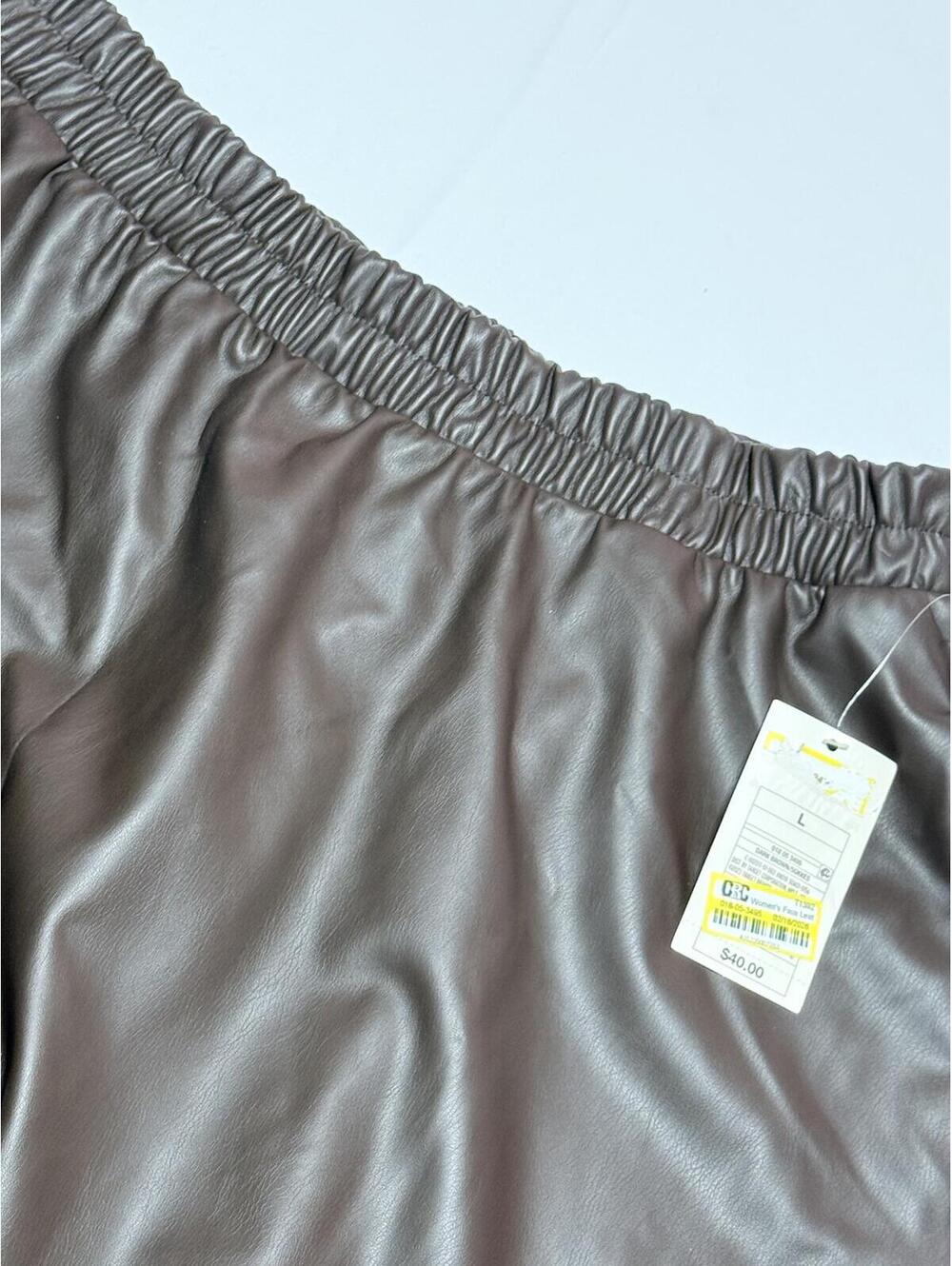 A New Day Faux Leather Brown A-Line Skirt Size L